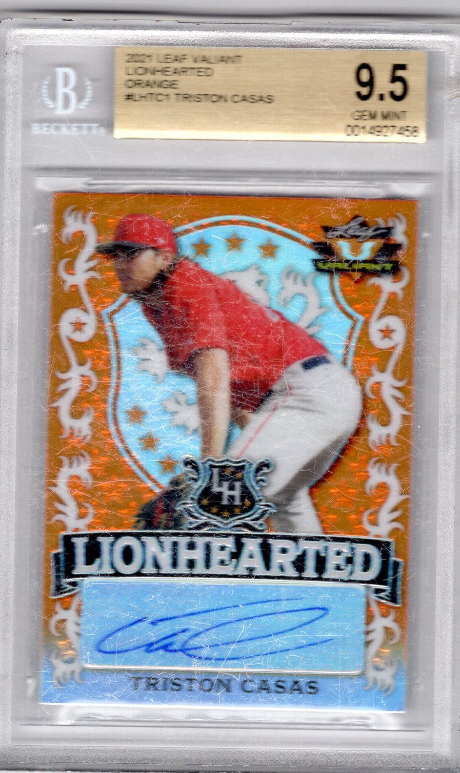 2021 Leaf Vailant Lionhearted Orange #LHTC1 Triston Casas BGS 9.5