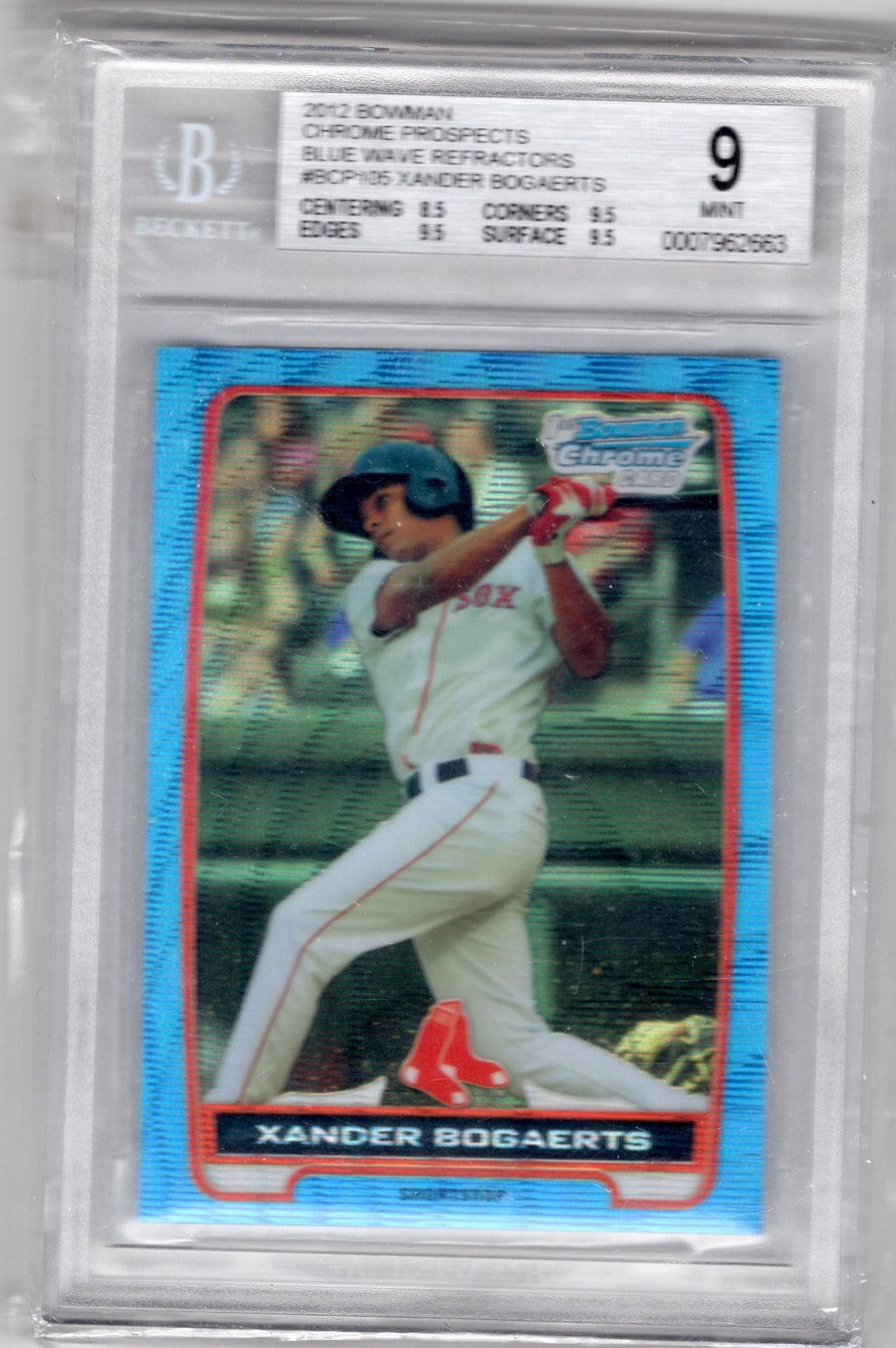 2012 Bowman Chrome Prospects Blue Wave Refractors #BCP105 Xander Bogaerts BGS 9