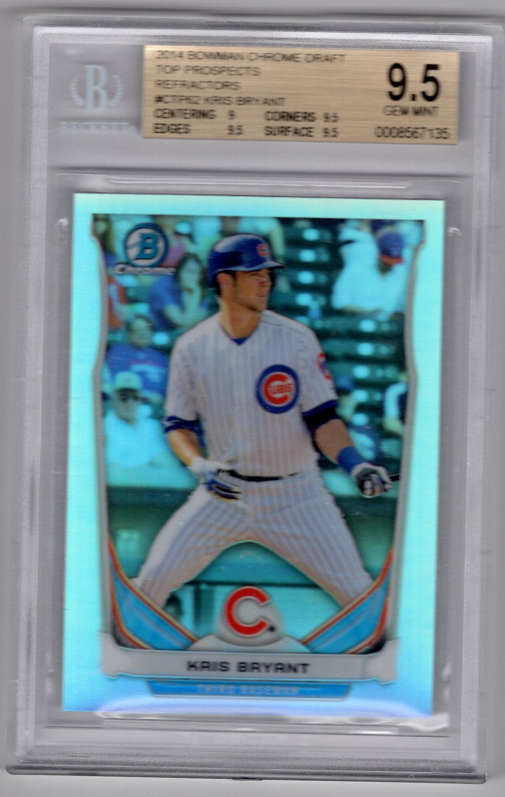 2014 Bowman Chrome Draft Top Refractors #CTP62 Kris Bryant BGS 9.5