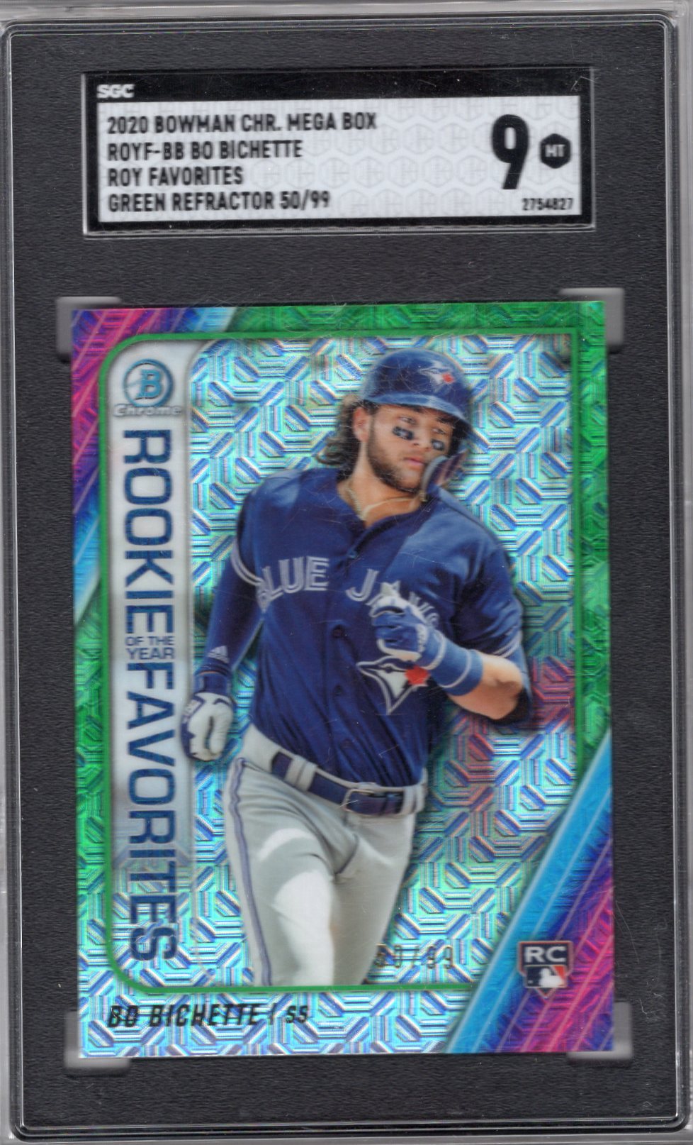 2020 Bowman CHR. Mega Box ROYF-BB Bo Bichette Roy Favorites Green Refractor 50/99 SGC 9