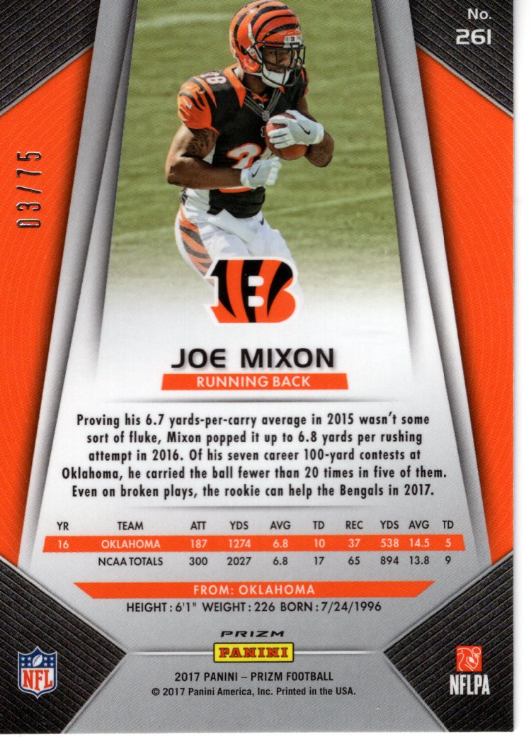 2017 Panini Prizm Joe Mixon 03/75