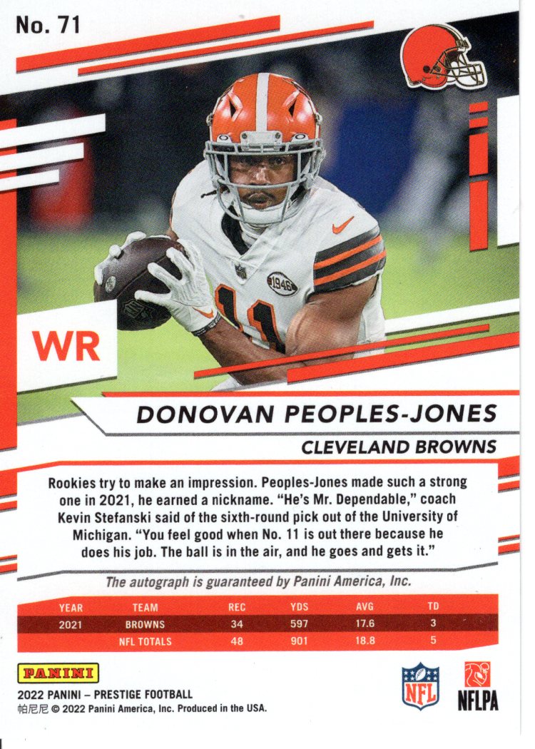 2022 Panini Prestige Donovan Peoples-Jones Auto 04/10