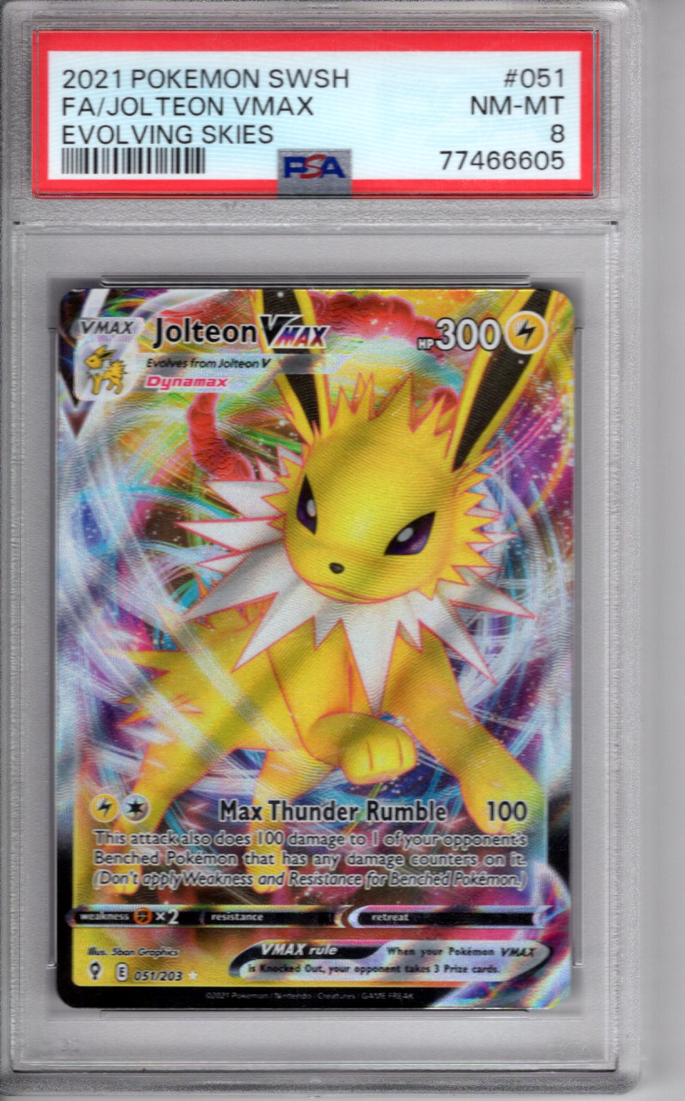 Pokemon Evolving Skies Jolteon Vmax #051 Pokemon Evolving Skies Jolteon Vmax #051