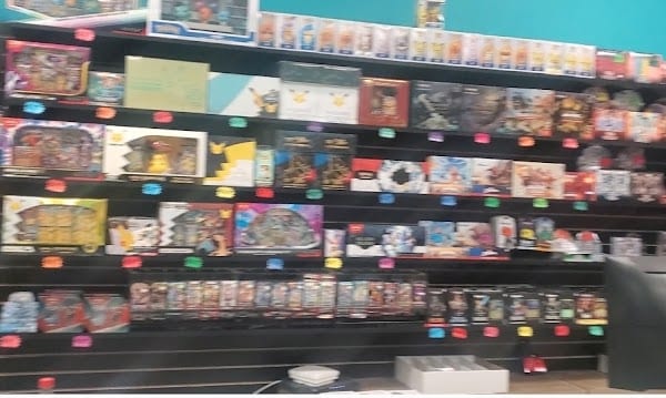 Trading cards and collectibles inside the Plaistow store