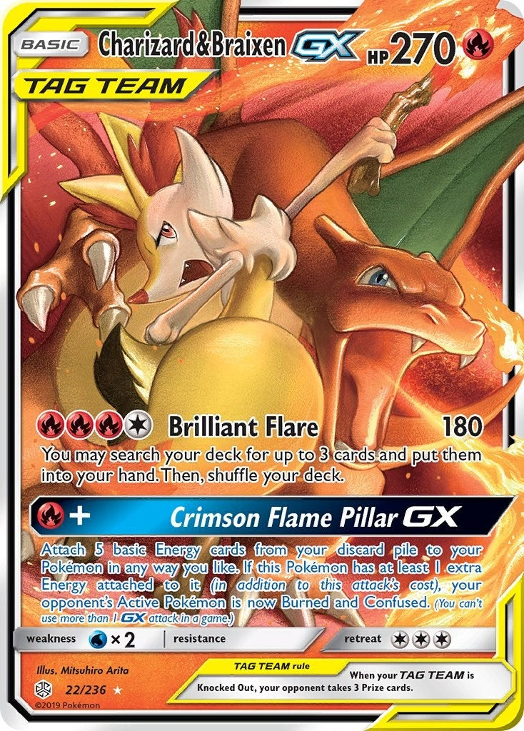 Charizard & Braixen GX (22/236) (SM12)