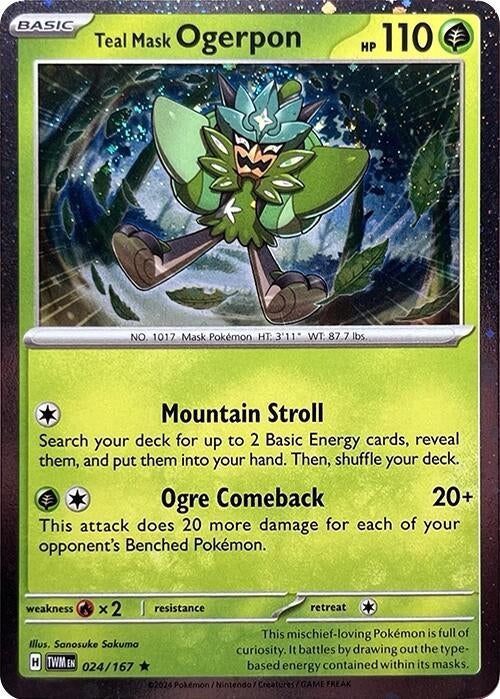 Image for Teal Mask Ogerpon - 024/167 (Cosmos Holo) (024/167) (MCAP) - Pokemon