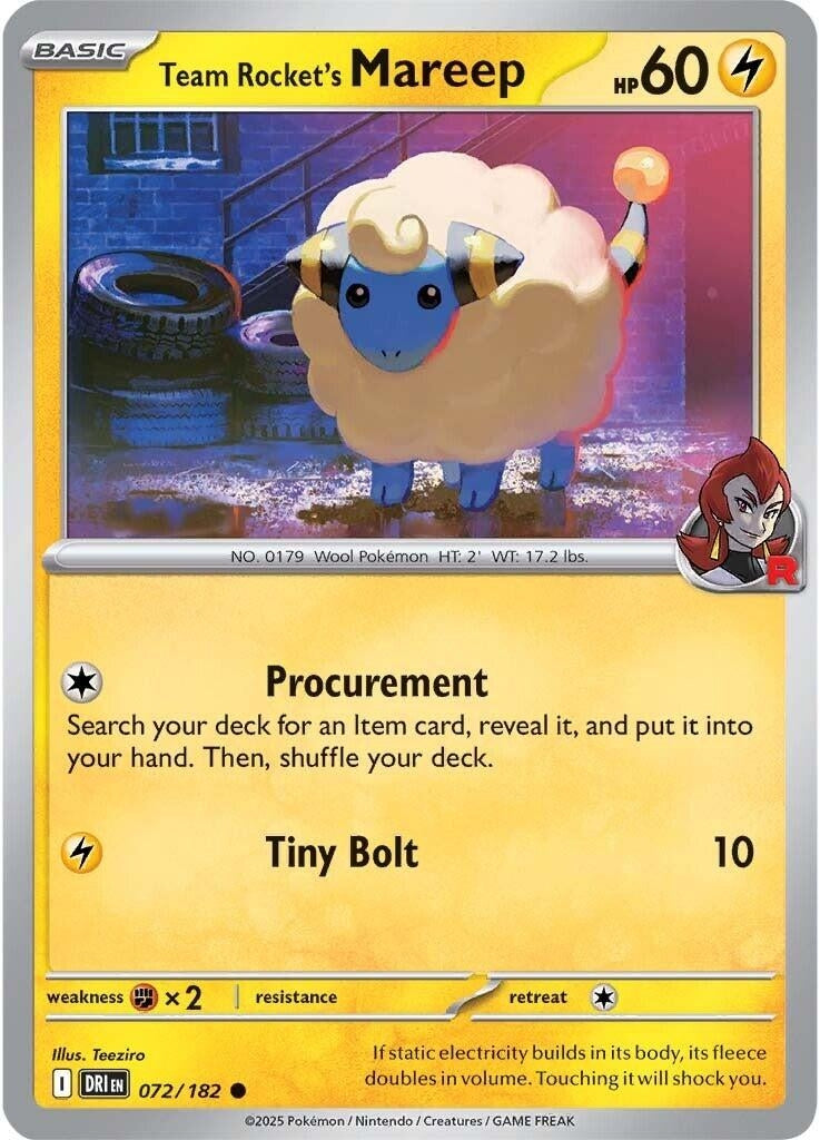 Image for Team Rocket's Mareep (072/182) (DRI) - Pokemon