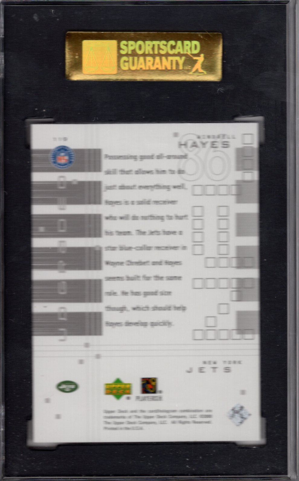 2000 Upper Deck Graded Windrell Hayes SGC 8.5