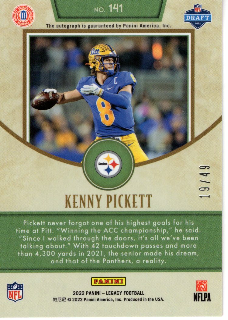 2022 Panini Legacy Kenny Pickett Auto 19/49