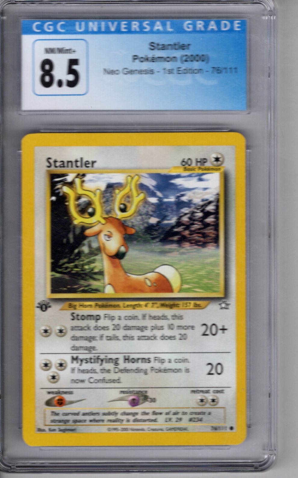 2000 Neo Genesis Stantler 1st Edition CGC 8.5