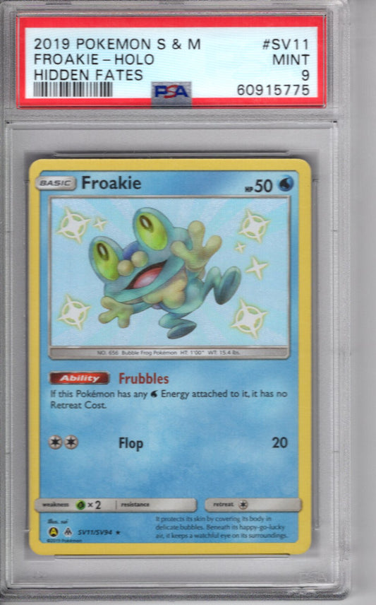 2019 Pokemon Sun & Moon Shiny Froakie Holo Hidden Fates PSA 9