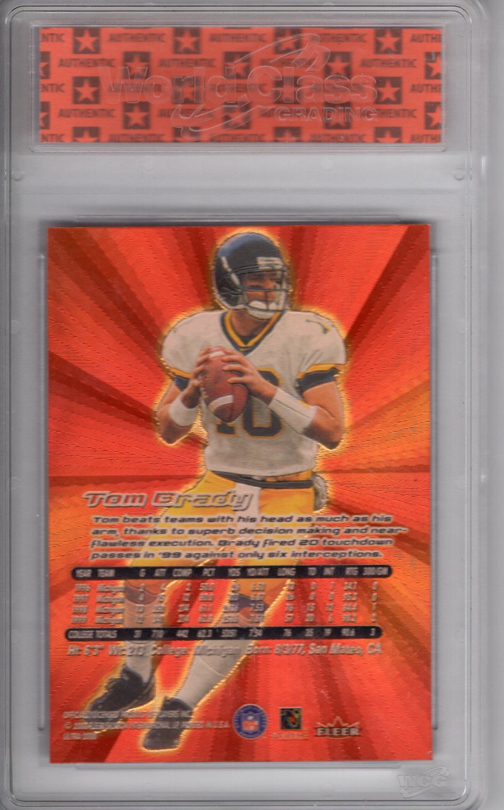 2000 Fleer Ultra Polychome Tom Brady WCG 10