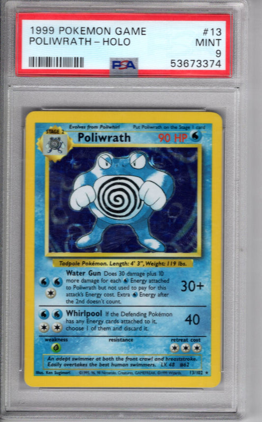 1999 Base Set Poliwrath Holo PSA 9