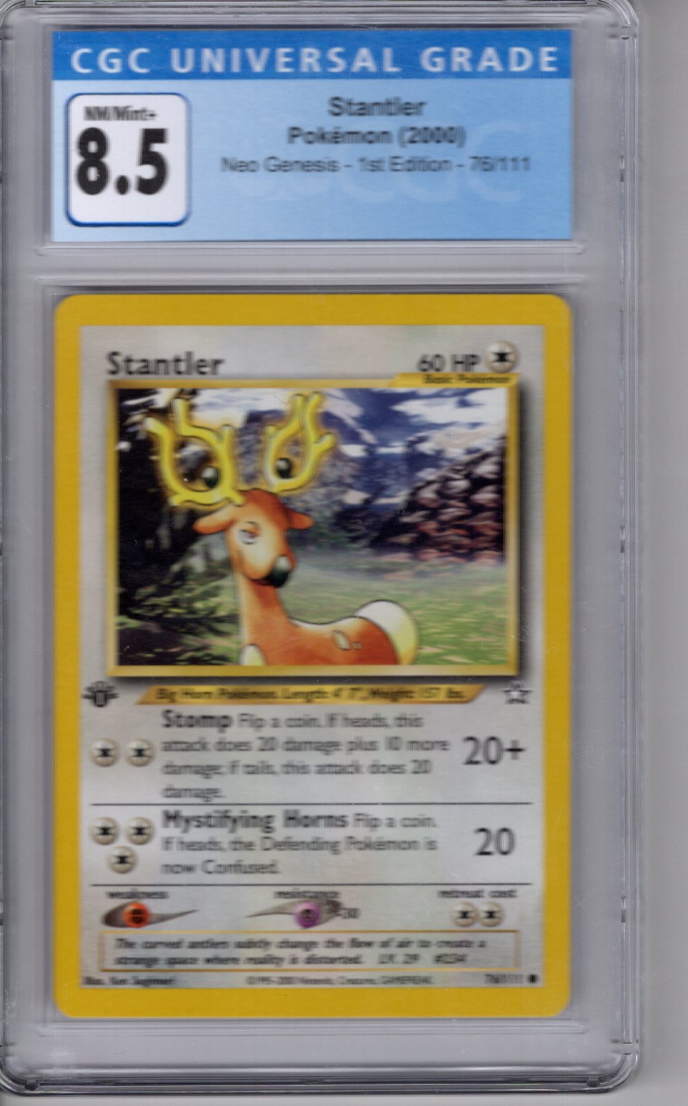 Pokemon 2000 Neo Genesis 1st Edition Stantler CGC 8.5