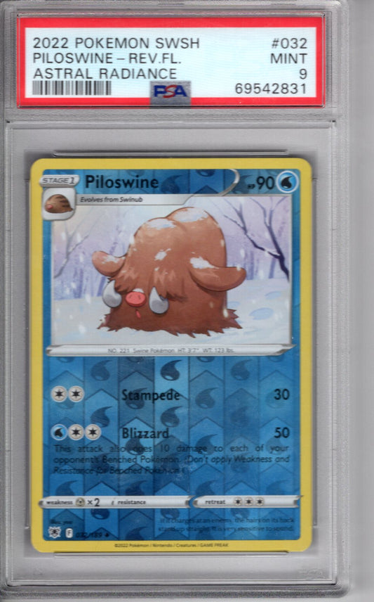 2022 Pokemon SwSh Astral Radiance Piloswine Reverse Holo PSA 9