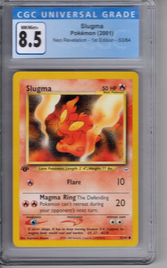 2001 Pokemon Neo Revelation Slugma 1st Edition CGC 8.5