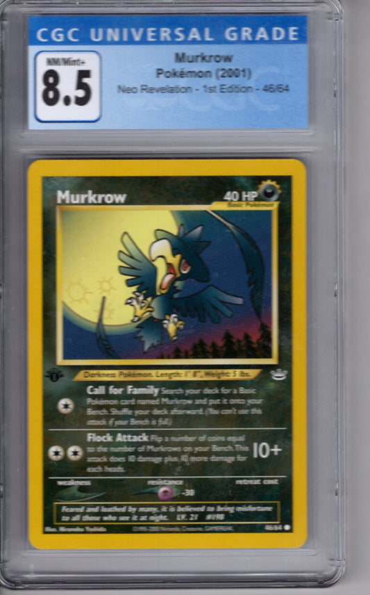 2001 Pokemon Neo Revelation 1st Edition Murkrow CGC 8.5