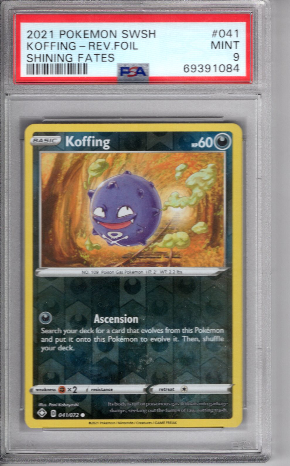 2021 Pokemon Shining Fates Koffing Reverse Holo PSA 9