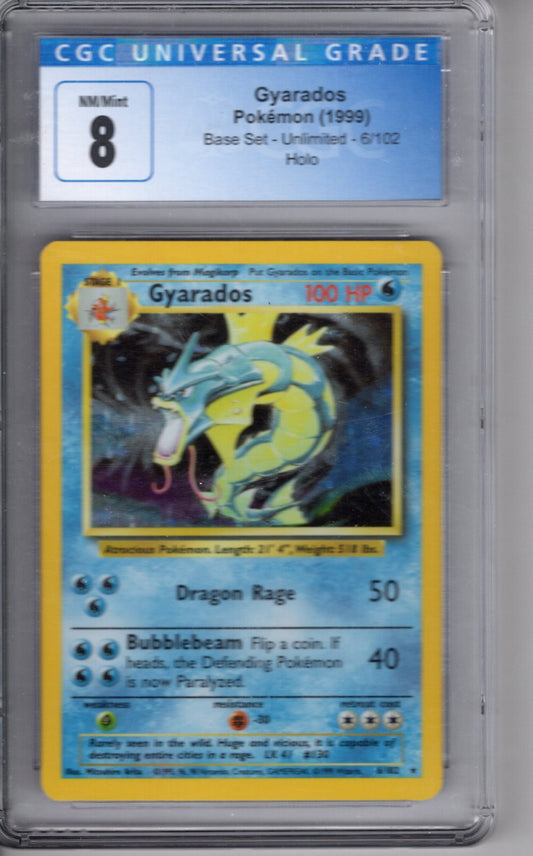 1999 Base Set Unlimited Gyarados Holo CGC 8