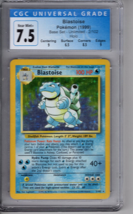 1999 Base Set Unlimited Blastoise Holo CGC 7.5