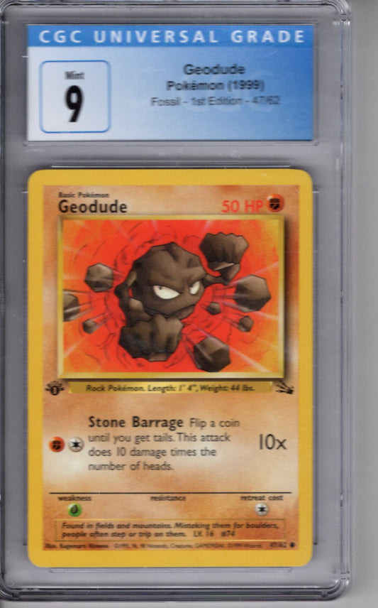 1999 Pokemon Fossil 1st Edition Geodude CGC 9