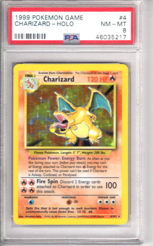 1999 Pokemon Base Set Charizard PSA 8