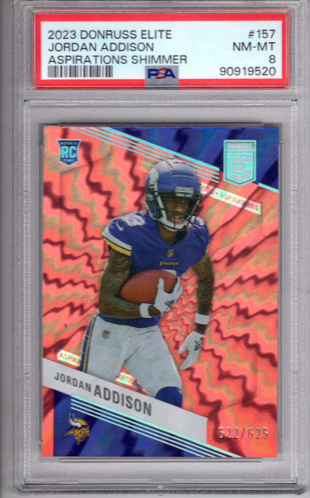 2023 Panini Donruss Elite Jordan Addison Aspirations Shimmer PSA 8