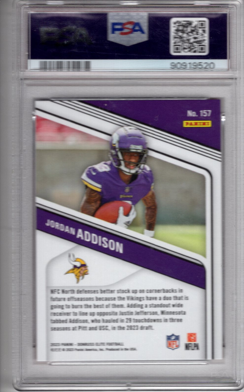 2023 Panini Donruss Elite Jordan Addison Aspirations Shimmer PSA 8