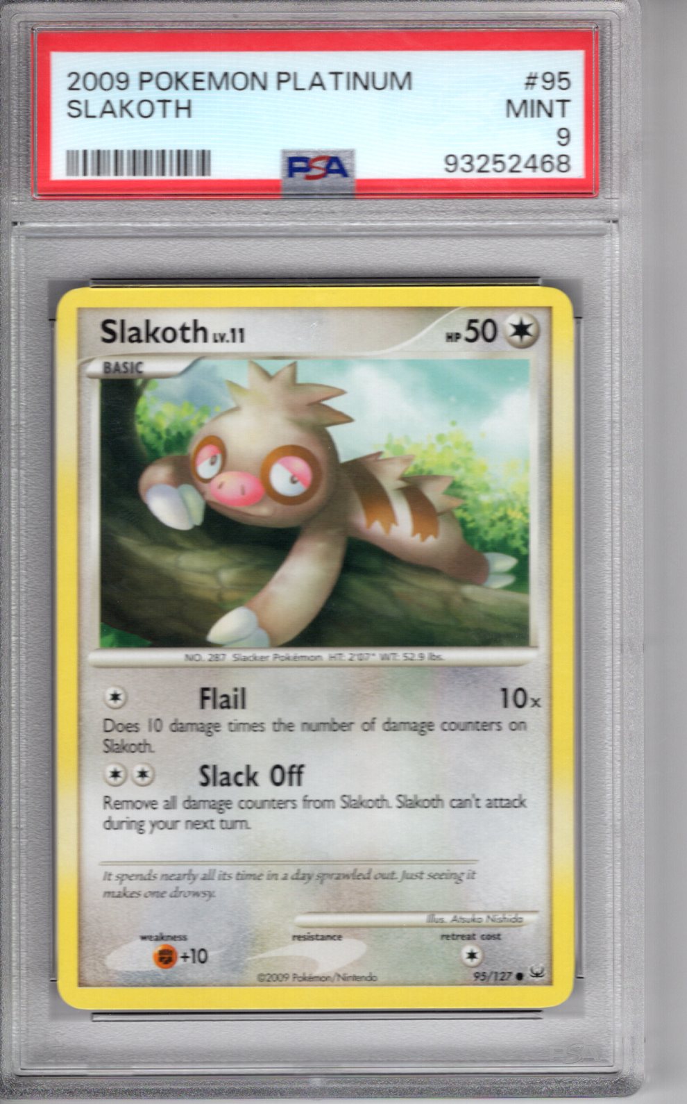 Slakoth Pokemon Platinum PSA 9