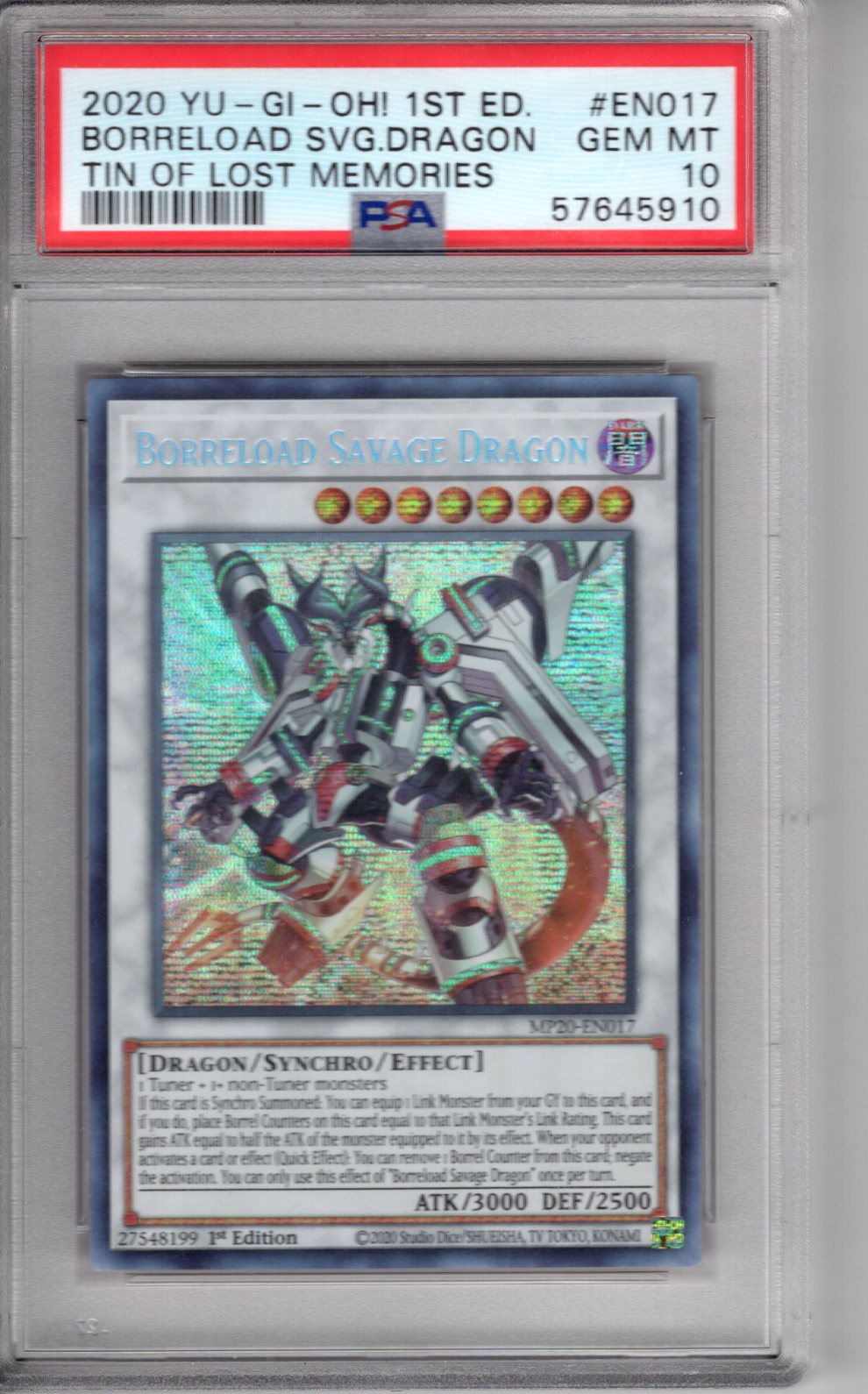 2020 Yu-Gi-Oh! Tin of Lost Memories Borreload Savage Dragon PSA 10