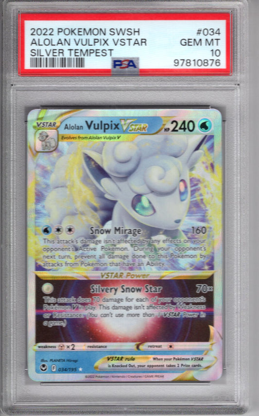 Alolan Vulpix Vstar Silver Tempest PSA 10