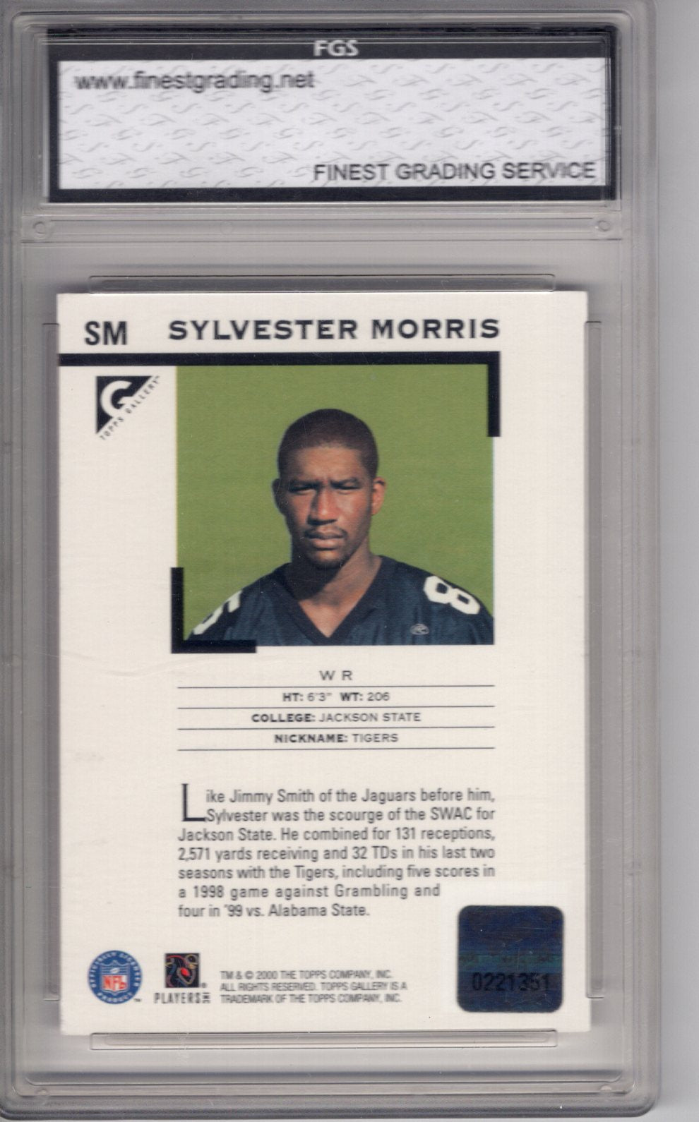 2000 Topps Gallery Sylvester Morris Auto FGS 10