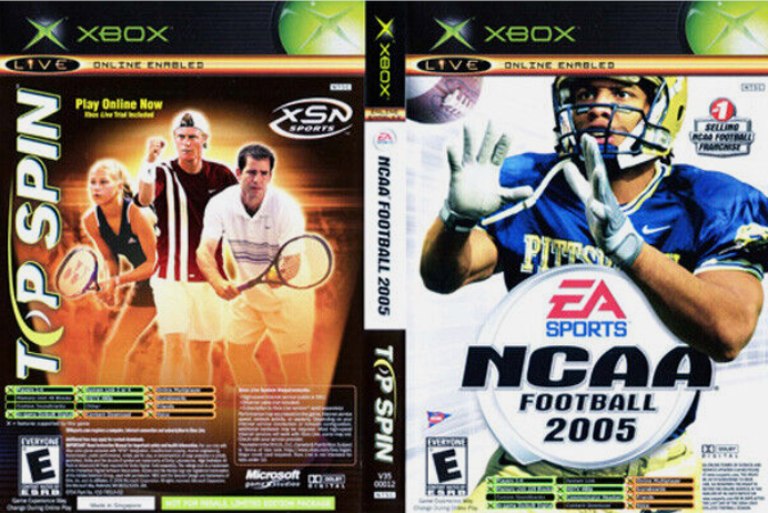 NCAA Football 2005 & Top Spin Xbox