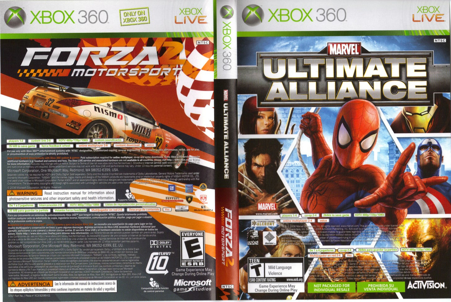 Marvel Ultimate Alliance Forza 2 Xbox 360