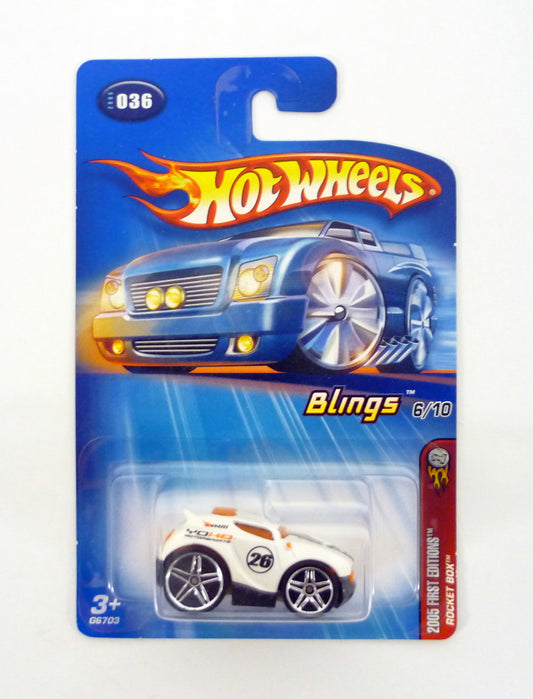 Hot Wheels Blings 2005 First Editions White Rocket Box